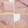 imageSasttie Queen Comforter Set 7Piece Bed in a Bag Pintuck Bedding Sets for All Season Includes Comforter Flat Sheet Fitted Sheet Pillowcases and Pillowshams Sage GreenRose Gold