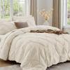 imageSasttie Queen Comforter Set 7Piece Bed in a Bag Pintuck Bedding Sets for All Season Includes Comforter Flat Sheet Fitted Sheet Pillowcases and Pillowshams Sage GreenBeige