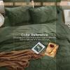 imageSasttie Queen Comforter Set 7Piece Bed in a Bag Pintuck Bedding Sets for All Season Includes Comforter Flat Sheet Fitted Sheet Pillowcases and Pillowshams Sage GreenDark Green