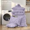 imageSasttie Queen Comforter Set 7Piece Bed in a Bag Pintuck Bedding Sets for All Season Includes Comforter Flat Sheet Fitted Sheet Pillowcases and Pillowshams Sage GreenLavender