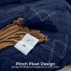 imageSasttie Queen Comforter Set 7Piece Bed in a Bag Pintuck Bedding Sets for All Season Includes Comforter Flat Sheet Fitted Sheet Pillowcases and Pillowshams Sage GreenNavy