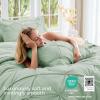 imageSasttie Queen Comforter Set 7Piece Bed in a Bag Pintuck Bedding Sets for All Season Includes Comforter Flat Sheet Fitted Sheet Pillowcases and Pillowshams Sage GreenLight Sage Green