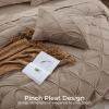 imageSasttie Queen Comforter Set 7Piece Bed in a Bag Pintuck Bedding Sets for All Season Includes Comforter Flat Sheet Fitted Sheet Pillowcases and Pillowshams Sage GreenDark Linen