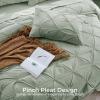 imageSasttie Queen Comforter Set 7Piece Bed in a Bag Pintuck Bedding Sets for All Season Includes Comforter Flat Sheet Fitted Sheet Pillowcases and Pillowshams Sage GreenDusty Green