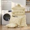 imageSasttie Queen Comforter Set 7Piece Bed in a Bag Pintuck Bedding Sets for All Season Includes Comforter Flat Sheet Fitted Sheet Pillowcases and Pillowshams Sage GreenPale Yellow