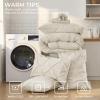 imageSasttie Queen Comforter Set 7Piece Bed in a Bag Pintuck Bedding Sets for All Season Includes Comforter Flat Sheet Fitted Sheet Pillowcases and Pillowshams Sage GreenBeige