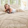 imageSasttie Queen Comforter Set 7Piece Bed in a Bag Pintuck Bedding Sets for All Season Includes Comforter Flat Sheet Fitted Sheet Pillowcases and Pillowshams Sage GreenWarm Beige
