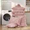 imageSasttie Queen Comforter Set 7Piece Bed in a Bag Pintuck Bedding Sets for All Season Includes Comforter Flat Sheet Fitted Sheet Pillowcases and Pillowshams Sage GreenRose Gold