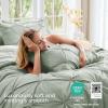 imageSasttie Queen Comforter Set 7Piece Bed in a Bag Pintuck Bedding Sets for All Season Includes Comforter Flat Sheet Fitted Sheet Pillowcases and Pillowshams Sage GreenDusty Green