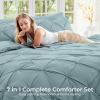 imageSasttie Queen Comforter Set 7Piece Bed in a Bag Pintuck Bedding Sets for All Season Includes Comforter Flat Sheet Fitted Sheet Pillowcases and Pillowshams Sage GreenGreyish Blue