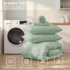 imageSasttie Queen Comforter Set 7Piece Bed in a Bag Pintuck Bedding Sets for All Season Includes Comforter Flat Sheet Fitted Sheet Pillowcases and Pillowshams Sage GreenLight Sage Green