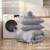 imageSasttie Queen Comforter Set 7Piece Bed in a Bag Pintuck Bedding Sets for All Season Includes Comforter Flat Sheet Fitted Sheet Pillowcases and Pillowshams Sage GreenLight Grey