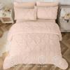 imageSasttie Queen Comforter Set 7Piece Bed in a Bag Pintuck Bedding Sets for All Season Includes Comforter Flat Sheet Fitted Sheet Pillowcases and Pillowshams Sage GreenBlush Pink