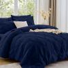 imageSasttie Queen Comforter Set 7Piece Bed in a Bag Pintuck Bedding Sets for All Season Includes Comforter Flat Sheet Fitted Sheet Pillowcases and Pillowshams Sage GreenNavy