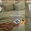 imageSasttie Queen Comforter Set 7Piece Bed in a Bag Pintuck Bedding Sets for All Season Includes Comforter Flat Sheet Fitted Sheet Pillowcases and Pillowshams Sage GreenOlive Green