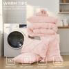 imageSasttie Queen Comforter Set 7Piece Bed in a Bag Pintuck Bedding Sets for All Season Includes Comforter Flat Sheet Fitted Sheet Pillowcases and Pillowshams Sage GreenBlush Pink