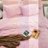 imageSasttie Queen Comforter Set 7Piece Bed in a Bag Pintuck Bedding Sets for All Season Includes Comforter Flat Sheet Fitted Sheet Pillowcases and Pillowshams Sage GreenBaby Pink
