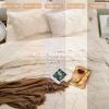 imageSasttie Queen Comforter Set 7Piece Bed in a Bag Pintuck Bedding Sets for All Season Includes Comforter Flat Sheet Fitted Sheet Pillowcases and Pillowshams Sage GreenWarm Beige
