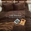 imageSasttie Queen Comforter Set 7Piece Bed in a Bag Pintuck Bedding Sets for All Season Includes Comforter Flat Sheet Fitted Sheet Pillowcases and Pillowshams Sage GreenDark Brown