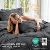 imageSasttie Queen Comforter Set 7Piece Bed in a Bag Pintuck Bedding Sets for All Season Includes Comforter Flat Sheet Fitted Sheet Pillowcases and Pillowshams Sage GreenDark Grey