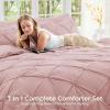 imageSasttie Queen Comforter Set 7Piece Bed in a Bag Pintuck Bedding Sets for All Season Includes Comforter Flat Sheet Fitted Sheet Pillowcases and Pillowshams Sage GreenRose Gold
