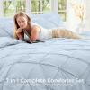 imageSasttie Queen Comforter Set 7Piece Bed in a Bag Pintuck Bedding Sets for All Season Includes Comforter Flat Sheet Fitted Sheet Pillowcases and Pillowshams Sage GreenLight Blue