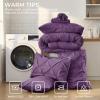 imageSasttie Queen Comforter Set 7Piece Bed in a Bag Pintuck Bedding Sets for All Season Includes Comforter Flat Sheet Fitted Sheet Pillowcases and Pillowshams Sage GreenGrape Purple