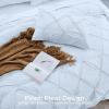 imageSasttie Queen Comforter Set 7Piece Bed in a Bag Pintuck Bedding Sets for All Season Includes Comforter Flat Sheet Fitted Sheet Pillowcases and Pillowshams Sage GreenLight Blue
