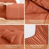 imageSasttie Queen Comforter Set 7Piece Bed in a Bag Pintuck Bedding Sets for All Season Includes Comforter Flat Sheet Fitted Sheet Pillowcases and Pillowshams Sage GreenBurnt Orange
