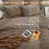 imageSasttie Queen Comforter Set 7Piece Bed in a Bag Pintuck Bedding Sets for All Season Includes Comforter Flat Sheet Fitted Sheet Pillowcases and Pillowshams Sage GreenBrown