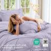 imageSasttie Queen Comforter Set 7Piece Bed in a Bag Pintuck Bedding Sets for All Season Includes Comforter Flat Sheet Fitted Sheet Pillowcases and Pillowshams Sage GreenLavender