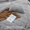 imageSasttie Queen Comforter Set 7Piece Bed in a Bag Pintuck Bedding Sets for All Season Includes Comforter Flat Sheet Fitted Sheet Pillowcases and Pillowshams Sage GreenLight Grey