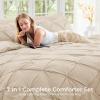 imageSasttie Queen Comforter Set 7Piece Bed in a Bag Pintuck Bedding Sets for All Season Includes Comforter Flat Sheet Fitted Sheet Pillowcases and Pillowshams Sage GreenWarm Beige