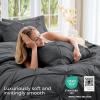 imageSasttie Queen Comforter Set 7Piece Bed in a Bag Pintuck Bedding Sets for All Season Includes Comforter Flat Sheet Fitted Sheet Pillowcases and Pillowshams Sage GreenDark Grey