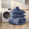 imageSasttie Queen Comforter Set 7Piece Bed in a Bag Pintuck Bedding Sets for All Season Includes Comforter Flat Sheet Fitted Sheet Pillowcases and Pillowshams Sage GreenIndigo Blue