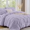 imageSasttie Queen Comforter Set 7Piece Bed in a Bag Pintuck Bedding Sets for All Season Includes Comforter Flat Sheet Fitted Sheet Pillowcases and Pillowshams Sage GreenLavender