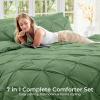 imageSasttie Queen Comforter Set 7Piece Bed in a Bag Pintuck Bedding Sets for All Season Includes Comforter Flat Sheet Fitted Sheet Pillowcases and Pillowshams Sage GreenGreen
