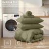 imageSasttie Queen Comforter Set 7Piece Bed in a Bag Pintuck Bedding Sets for All Season Includes Comforter Flat Sheet Fitted Sheet Pillowcases and Pillowshams Sage GreenOlive Green