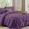 imageSasttie Queen Comforter Set 7Piece Bed in a Bag Pintuck Bedding Sets for All Season Includes Comforter Flat Sheet Fitted Sheet Pillowcases and Pillowshams Sage GreenGrape Purple