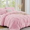 imageSasttie Queen Comforter Set 7Piece Bed in a Bag Pintuck Bedding Sets for All Season Includes Comforter Flat Sheet Fitted Sheet Pillowcases and Pillowshams Sage GreenBaby Pink