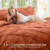 imageSasttie Queen Comforter Set 7Piece Bed in a Bag Pintuck Bedding Sets for All Season Includes Comforter Flat Sheet Fitted Sheet Pillowcases and Pillowshams Sage GreenBurnt Orange