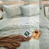 imageSasttie Queen Comforter Set 7Piece Bed in a Bag Pintuck Bedding Sets for All Season Includes Comforter Flat Sheet Fitted Sheet Pillowcases and Pillowshams Sage GreenDusty Green
