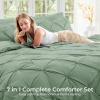 imageSasttie Queen Comforter Set 7Piece Bed in a Bag Pintuck Bedding Sets for All Season Includes Comforter Flat Sheet Fitted Sheet Pillowcases and Pillowshams Sage GreenSage Green