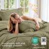 imageSasttie Queen Comforter Set 7Piece Bed in a Bag Pintuck Bedding Sets for All Season Includes Comforter Flat Sheet Fitted Sheet Pillowcases and Pillowshams Sage GreenOlive Green