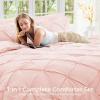 imageSasttie Queen Comforter Set 7Piece Bed in a Bag Pintuck Bedding Sets for All Season Includes Comforter Flat Sheet Fitted Sheet Pillowcases and Pillowshams Sage GreenBlush Pink