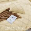 imageSasttie Queen Comforter Set 7Piece Bed in a Bag Pintuck Bedding Sets for All Season Includes Comforter Flat Sheet Fitted Sheet Pillowcases and Pillowshams Sage GreenPale Yellow