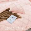 imageSasttie Queen Comforter Set 7Piece Bed in a Bag Pintuck Bedding Sets for All Season Includes Comforter Flat Sheet Fitted Sheet Pillowcases and Pillowshams Sage GreenBlush Pink
