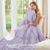 imageSasttie Queen Comforter Set 7Piece Bed in a Bag Pintuck Bedding Sets for All Season Includes Comforter Flat Sheet Fitted Sheet Pillowcases and Pillowshams Sage GreenLavender