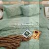 imageSasttie Queen Comforter Set 7Piece Bed in a Bag Pintuck Bedding Sets for All Season Includes Comforter Flat Sheet Fitted Sheet Pillowcases and Pillowshams Sage GreenSage Green