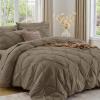 imageSasttie Queen Comforter Set 7Piece Bed in a Bag Pintuck Bedding Sets for All Season Includes Comforter Flat Sheet Fitted Sheet Pillowcases and Pillowshams Sage GreenBrown